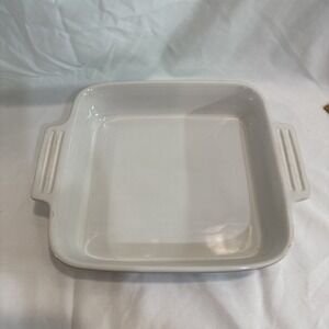 Le‎ Creuset Stoneware Casserole 9x9 Square Brownie Pan White 18-11 PREOWNED